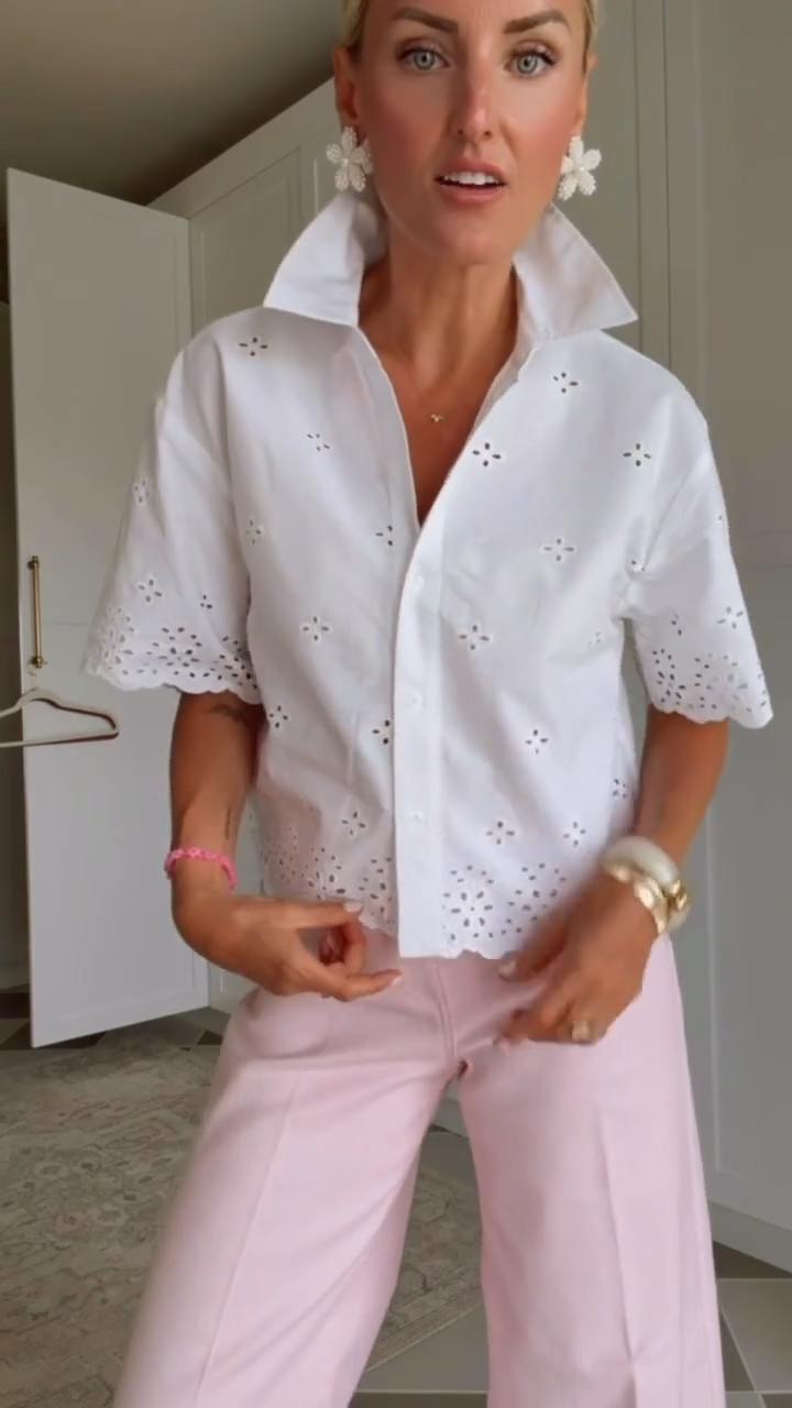 This eyelet blouse is such a versatile piece that you can wear for work or play! You could honestly throw this top over a swimsuit with like a pair of denim shorts as a cover up! Wearing S, but I think I'm going to exchange for the XS! Wearing size 2 in the jeans! 

Loverly Grey, Walmart, summer outfit, eyelet blouse, cover up, summer workwear, nursing friendly 

 

#LTKmomlife #LTKSeasonal #LTKSwim