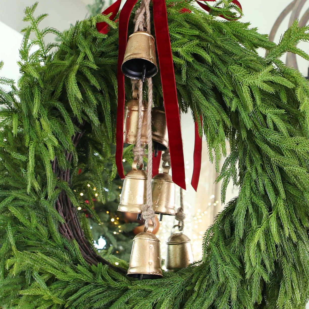 Vintage Flared Bells on Jute Hanging Rope | Interior Delights