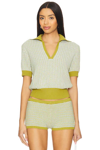 Solid & Striped Dixi Polo Top in Sky Chartreuse from Revolve.com | Revolve Clothing (Global)