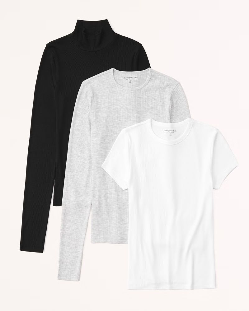 3-Pack Featherweight Rib Tuckable Tees | Abercrombie & Fitch (US)