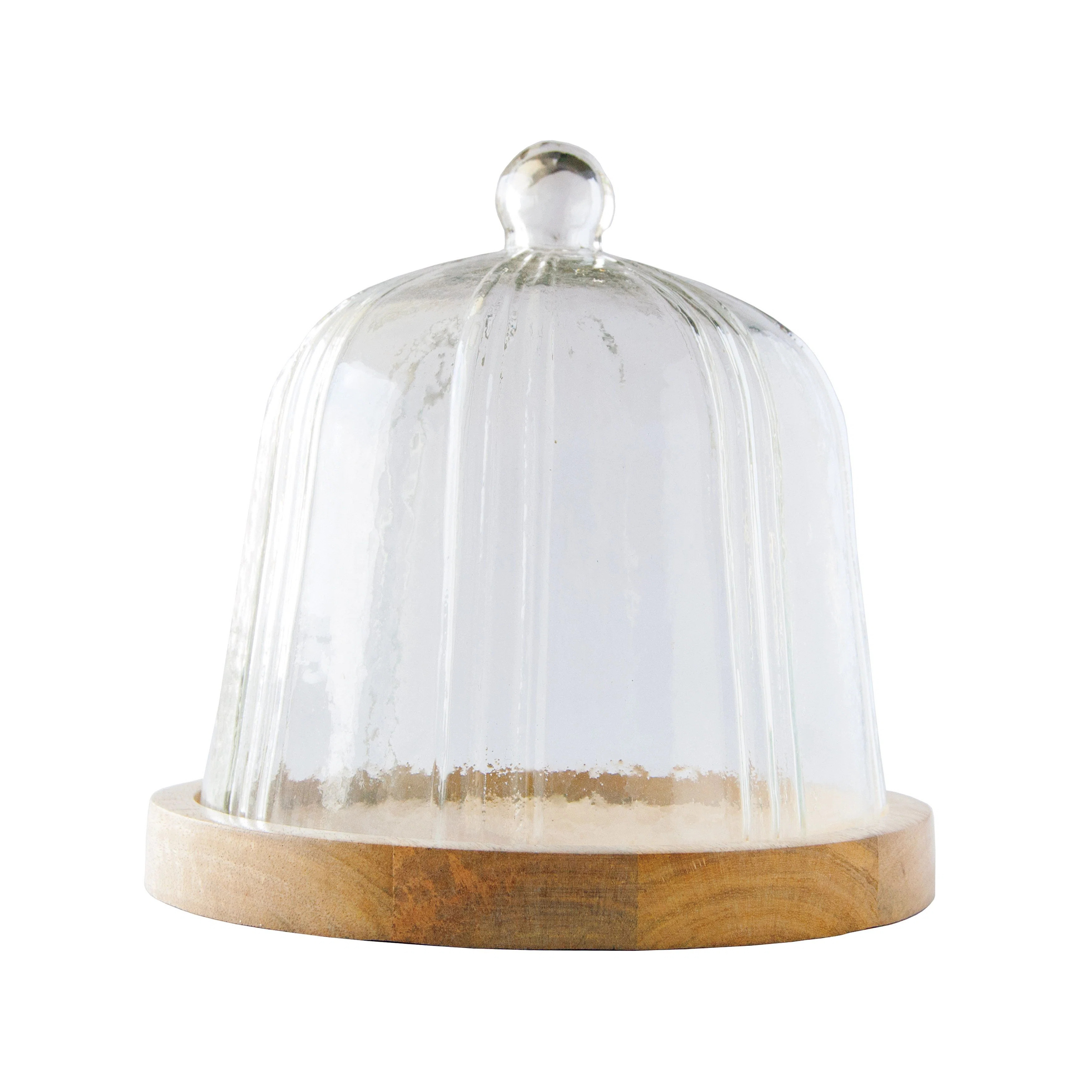 House of Hampton® Round Reclaimed Glass Cloche With Mango Wood Base | Wayfair | Wayfair North America