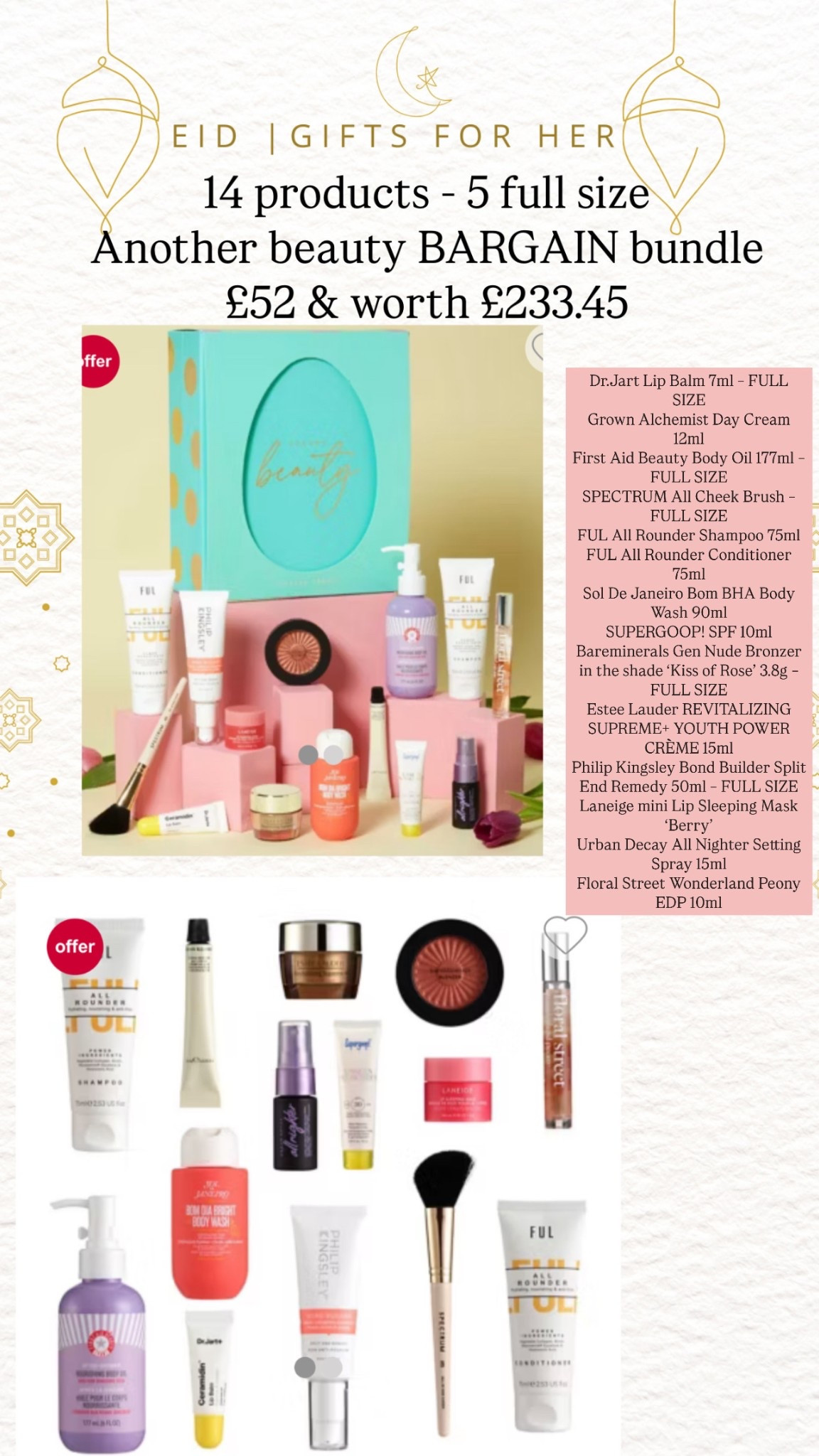 another beauty bargain bundle with huge savings! 
£52 and worth over £233 with my favourite brands Laneige, Philips Kingsley, SDJ...



#LTKbeauty