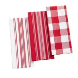 Farmhouse Living Stripe and Check Kitchen Towels, Set of 3 - 17" x 28" - Elrene Home Fashions | Target