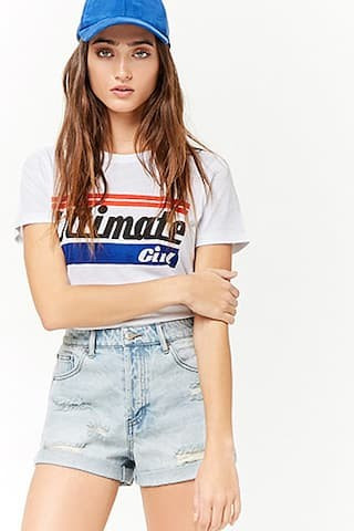 Distressed High-Rise Denim Shorts | Forever 21 (US)
