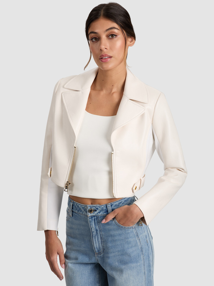 YARDLEY VEGAN LEATHER JACKET | Alice + Olivia