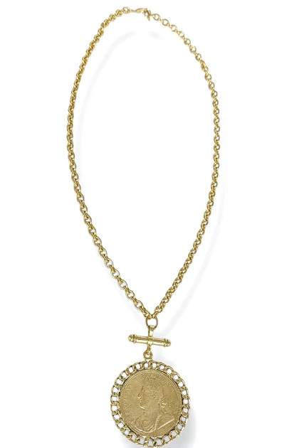 Yochi Tale to Tell Gold Antique Coin Pendant Necklace | The Willow Tree