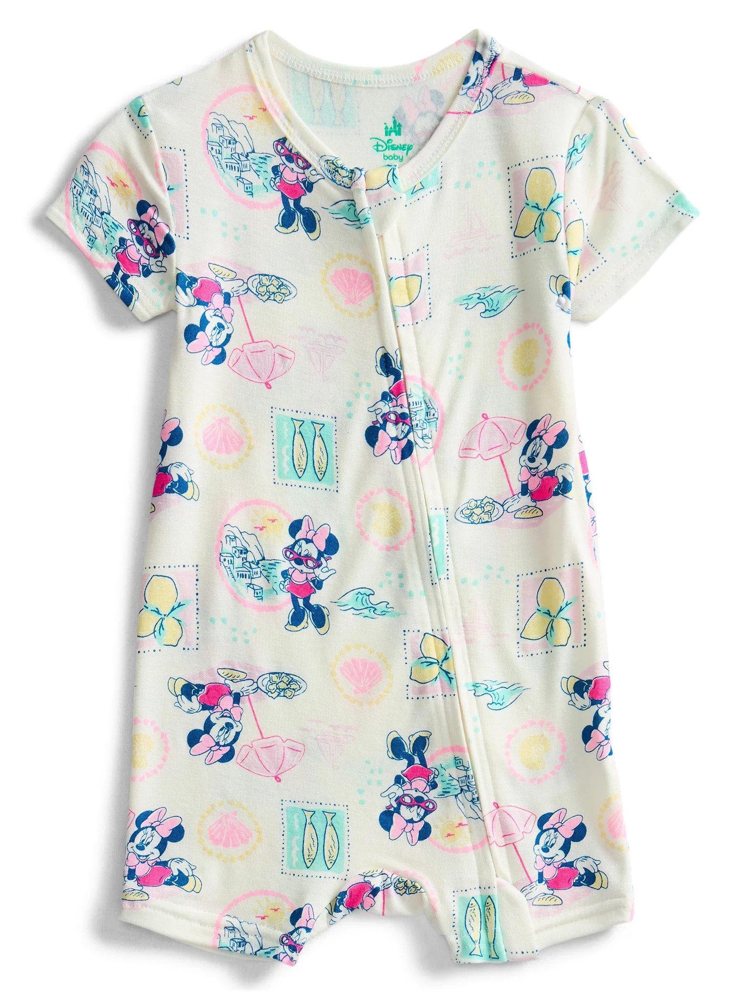 Disney Minnie Mouse Baby Girls Printed Viscose Romper Shortie, Sizes NB-24M - Walmart.com | Walmart (US)