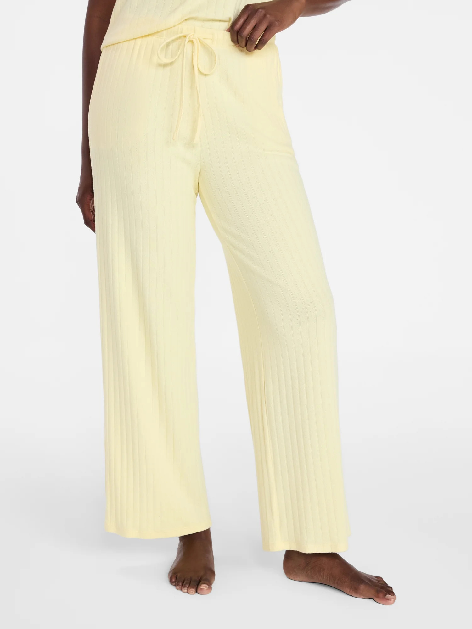 Joyspun Women’s Pointelle Knit Sleepwear Pants, 30'' Inseam, Sizes XS-3X | Walmart (US)