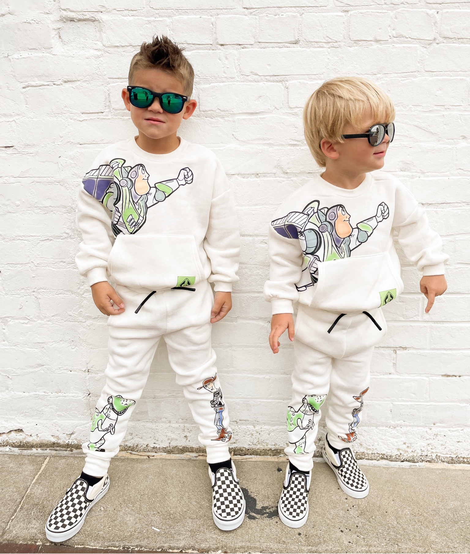 Mamas run and get yourself this soft and cozy Disney sweat outfit from Walmart for your toddler boys! My boys didn’t want to take it off! Look how cute they are! They loved their buzz lightyear outfits and their new checkered toddler vans! 

#LTKkids #LTKunder50 #LTKSeasonal
