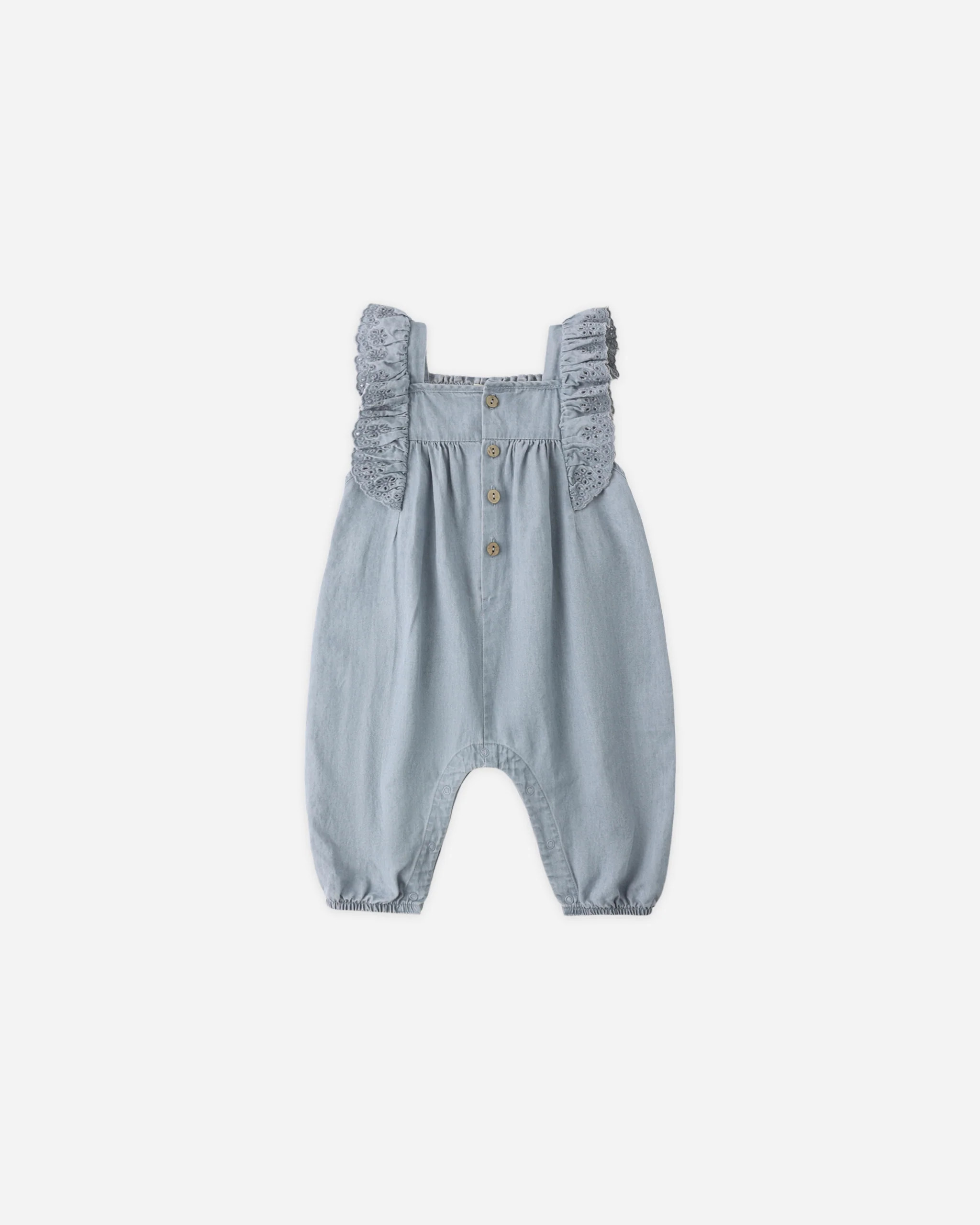 Nova Romper Lightweight Denim | Rylee + Cru
