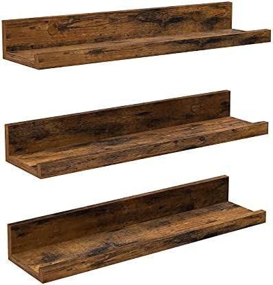 VASAGLE Wall Shelves Set of 3, Picture Ledge Shelf, Wooden Floating Shelves 15-Inch Long for Bedr... | Amazon (CA)