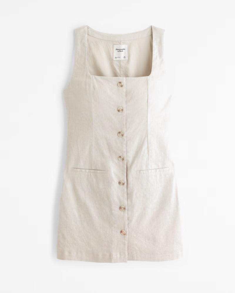 The A&F Mara Squareneck Linen-Blend Vest Mini Dress | Abercrombie & Fitch (US)
