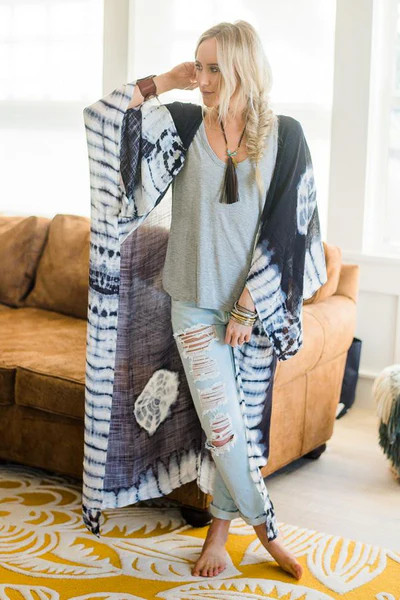 Spellbound Tie Dye Kimono - Black | Three Bird Nest
