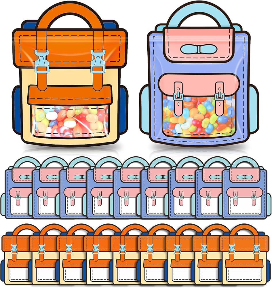 Kidum 30 Pcs Back to School Candy Treat Bags Plastic Goodie Bag Teacher Gift Bags Candy Boxes Par... | Amazon (US)