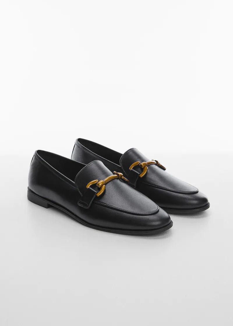 Buckle leather moccasins -  Women | Mango United Kingdom | MANGO (UK)