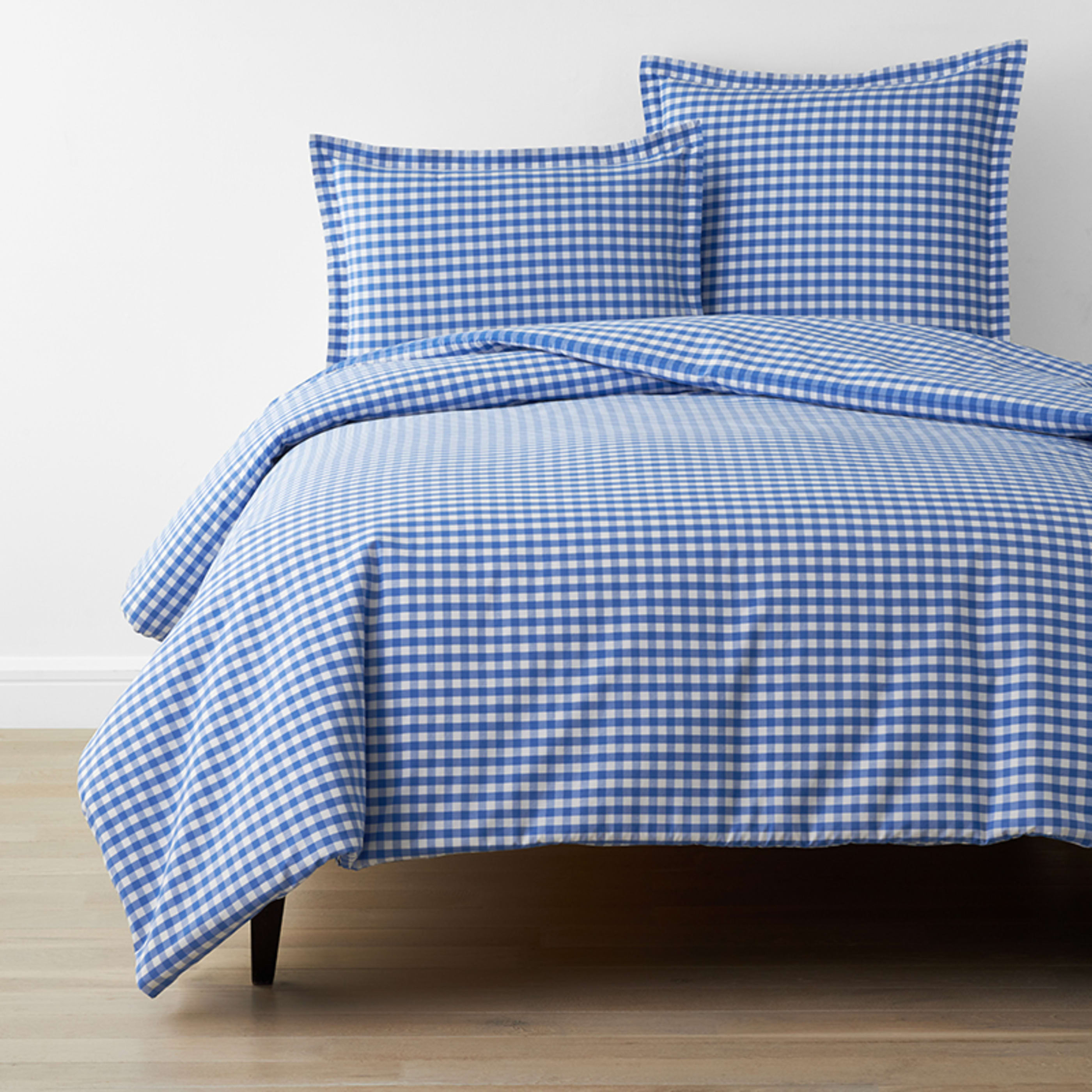 Company Organic Cotton™ Gingham Garment Washed Percale Duvet Cover | The Company Store