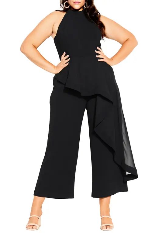 City Chic Sleeveless Jumpsuit in Black at Nordstrom, Size X-Large | Nordstrom