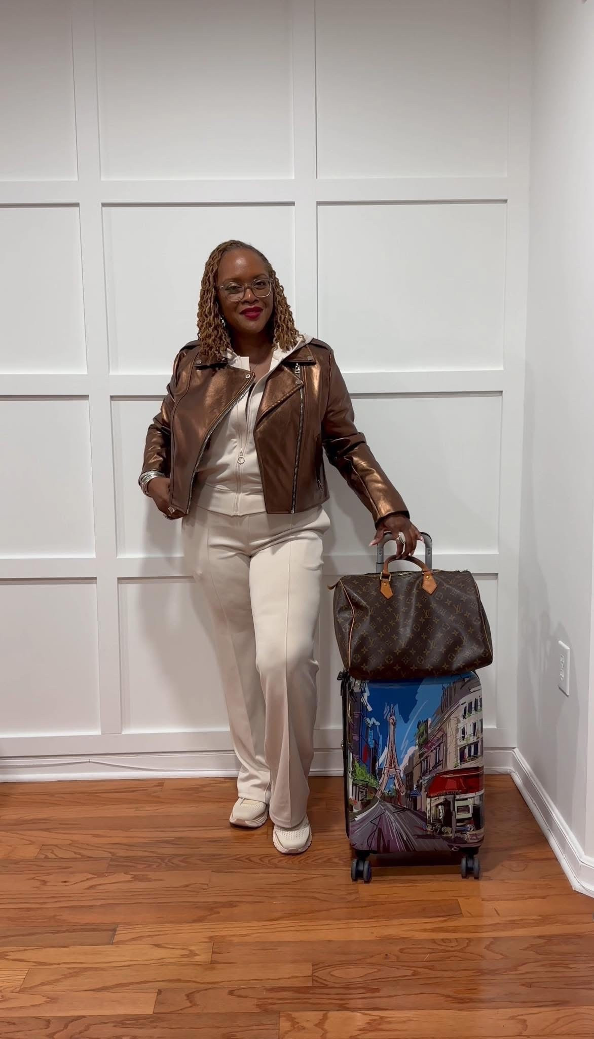 Travel loungewear 2 piece set and faux leather jacket 

#LTKOver40 #LTKActive #LTKTravel