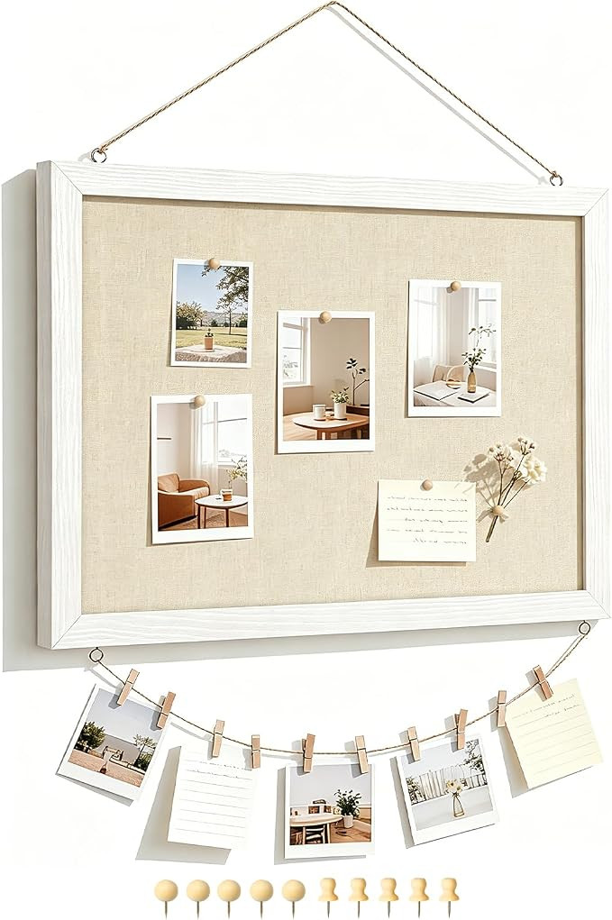 DOLLAR BOSS Bulletin Boards with Linen 1-Pack 16''X 12'' Double-Sided Cork Board for Walls Wood F... | Amazon (US)