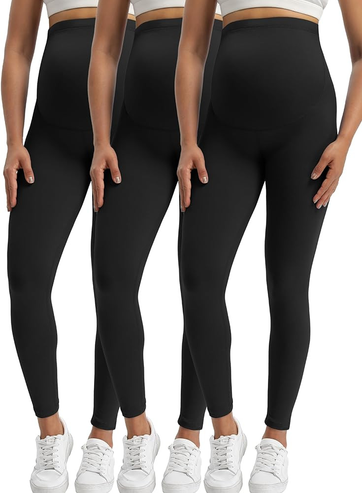 Buttergene Women's Maternity Leggings over the Belly Pregnancy Active Wear Workout Yoga Tights Pa... | Amazon (US)