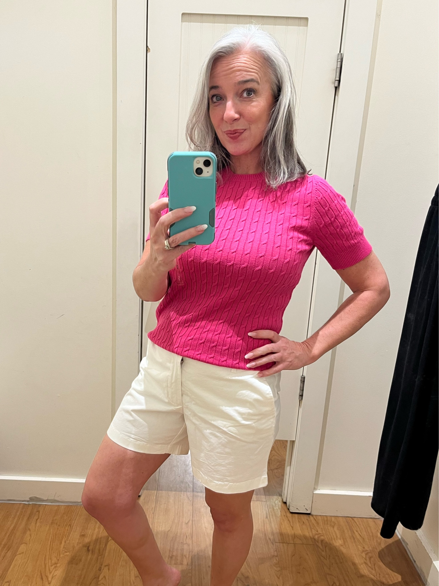 Pretty in Tommy Hilfiger pink!
Great cable short sleeve top and super comfortable shorts!
I did a small in both!