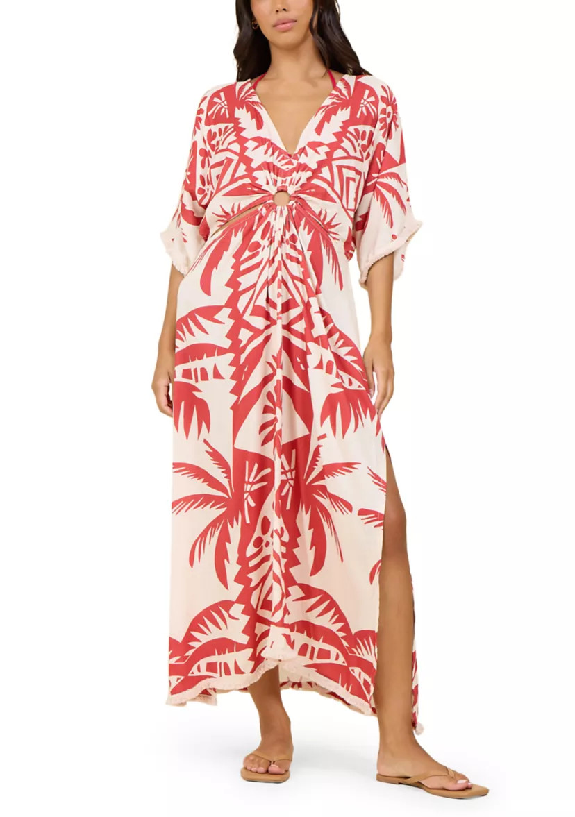Women's Short Sleeve Tribal Oasis O-Ring Maxi Dress | Belk