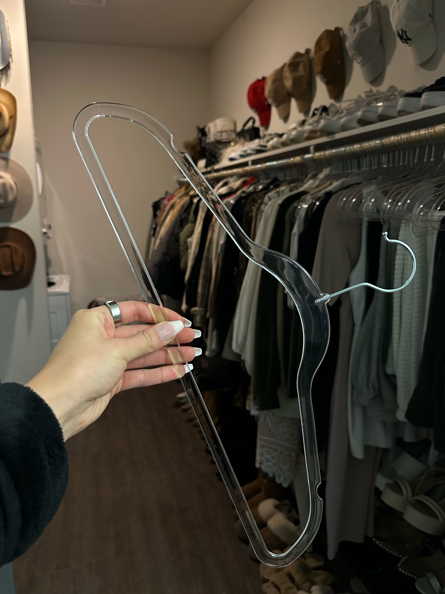 Clear acrylic slim hangers for closet organizing! 

#LTKfindsunder50 #LTKhome #LTKHoliday