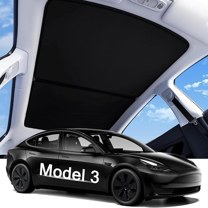 2026 Upgraded Tesla Model 3 Sunshade Roof, UPF200+ Roof Sunshade with Storage Bag, No-Sag & No-Ga... | Amazon (US)