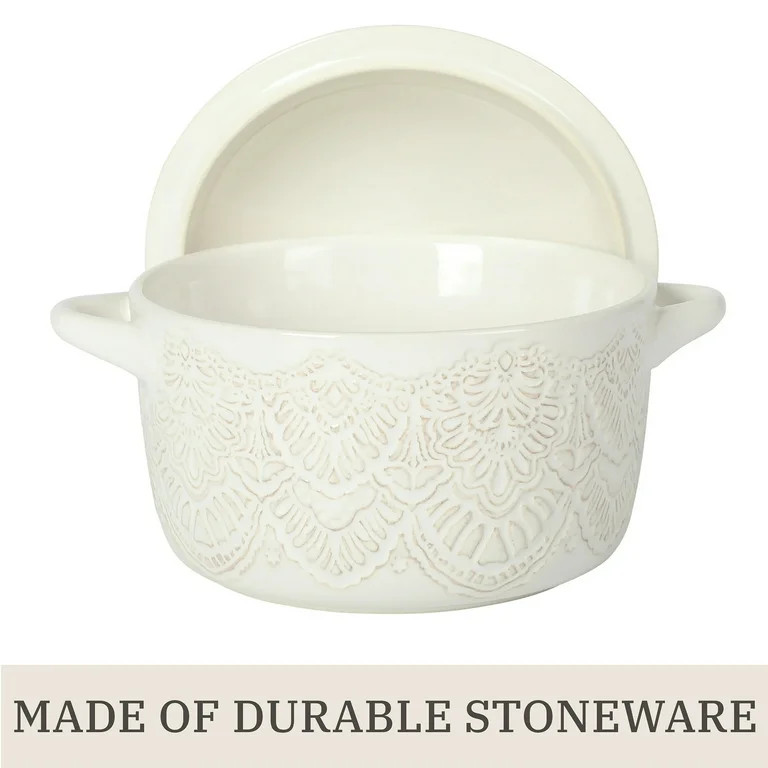The Pioneer Woman 1QT Cocotte Casserole Baking Dish with Lid, Stoneware, Vintage Lace, Linen | Walmart (US)