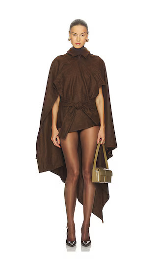 Aya Muse Rhea Cape Coat in Brown. - size XS | Revolve Clothing (Global)