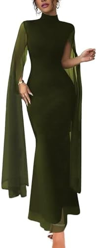Aisbei Women's Elegant Mock Neck Bodycon Maxi Dress Evening Gowns Party Formal Wedding Guest Dres... | Amazon (US)