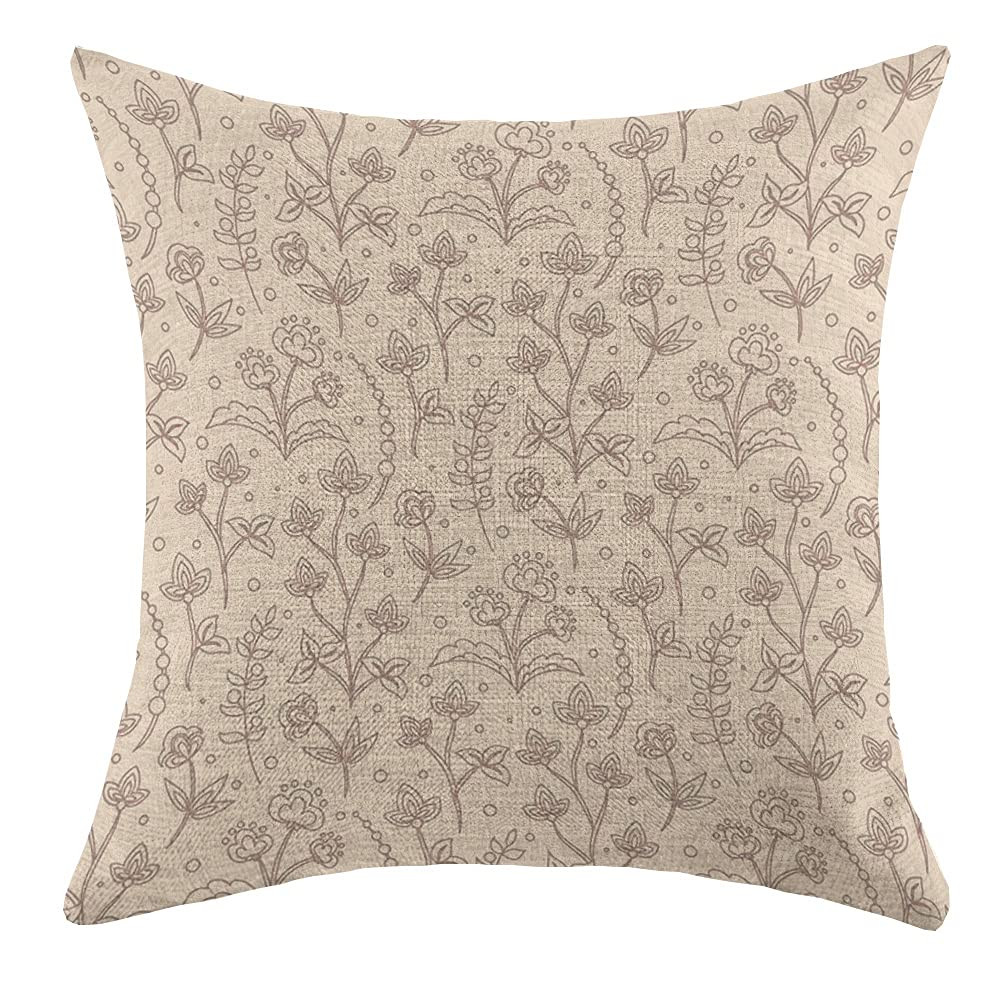 Decorative Throw Pillow Case Farmhouse Pattern Brown Beautiful Jacobean Floral Meadow Flowers Blo... | Amazon (US)