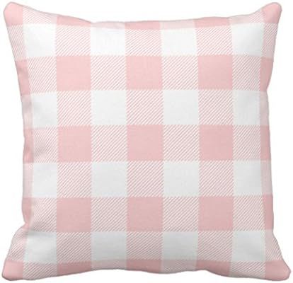 Emvency Throw Pillow Cover Cute Chic Pink Preppy Buffalo Check Plaid Modern Decorative Pillow Cas... | Amazon (US)