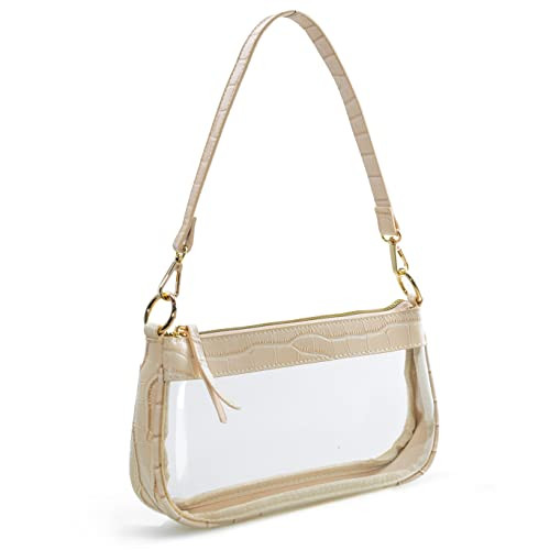Clear Shoulder Handbag Classic 90s Purse Women Vegan Leather Crocodile Corssbody Bag (Beige): Han... | Amazon (US)
