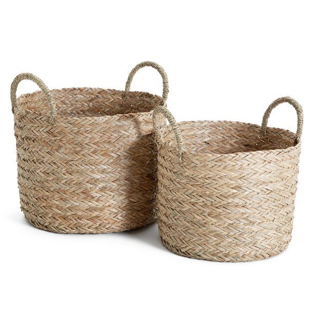 Habitat Hand Woven Baskets - Natural - Set of 2 | Habitat UK