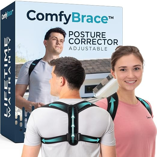 ComfyBrace Posture Corrector for Men and Women, Back Brace Straightener | Breathable adjustable p... | Amazon (US)