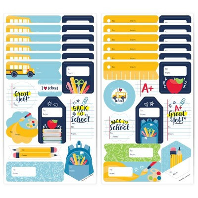 Big Dot of Happiness Back to School - Assorted First Day of School Classroom Gift Tag Labels - To and From Stickers - 12 Sheets - 120 Stickers | Target