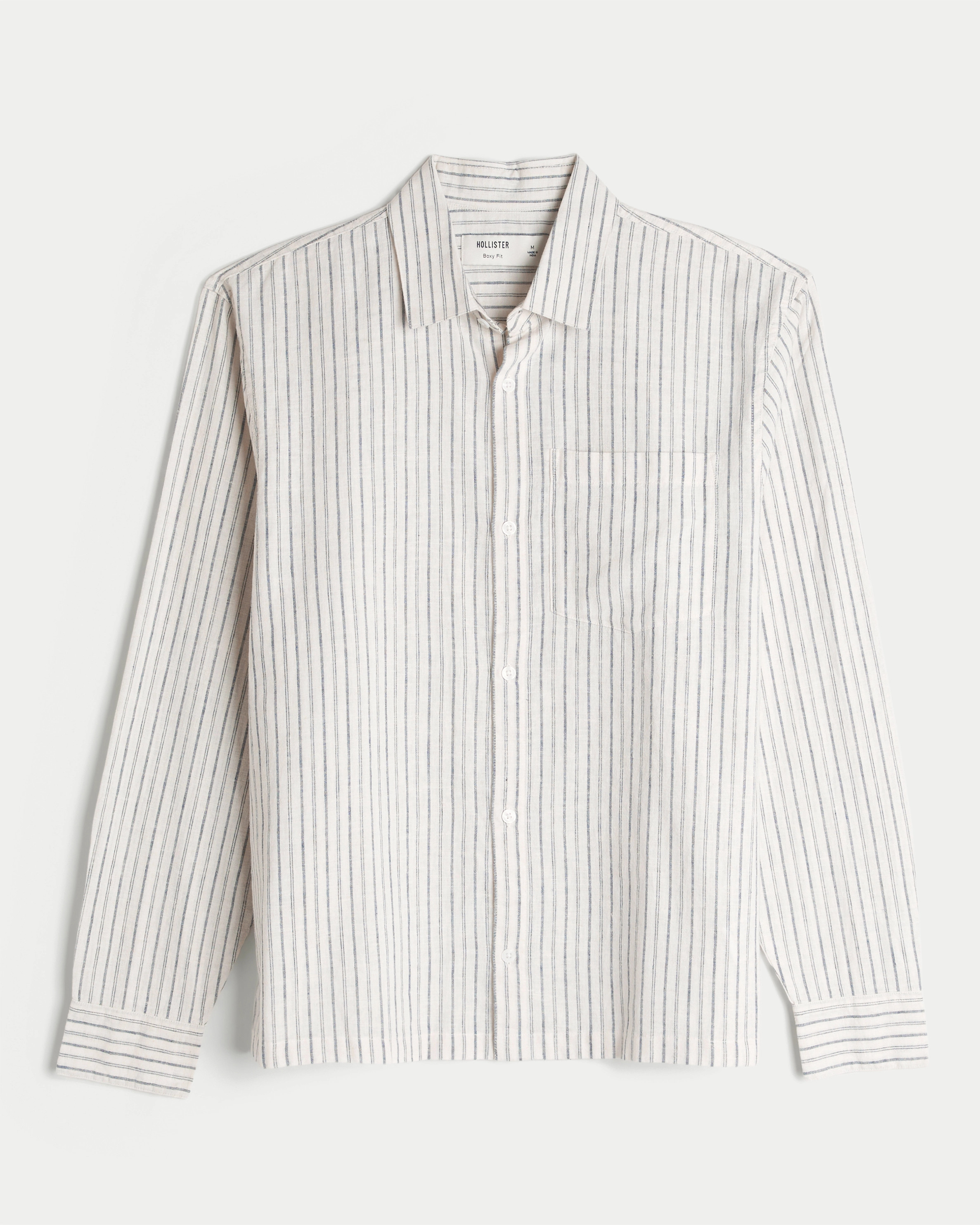 Long-Sleeve Linen-Blend Shirt | Hollister (US)