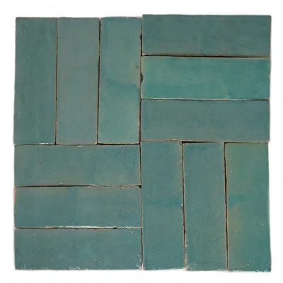 Handmade 2x6-in Moroccan Zellige Solid Sea Blue | Wayfair North America