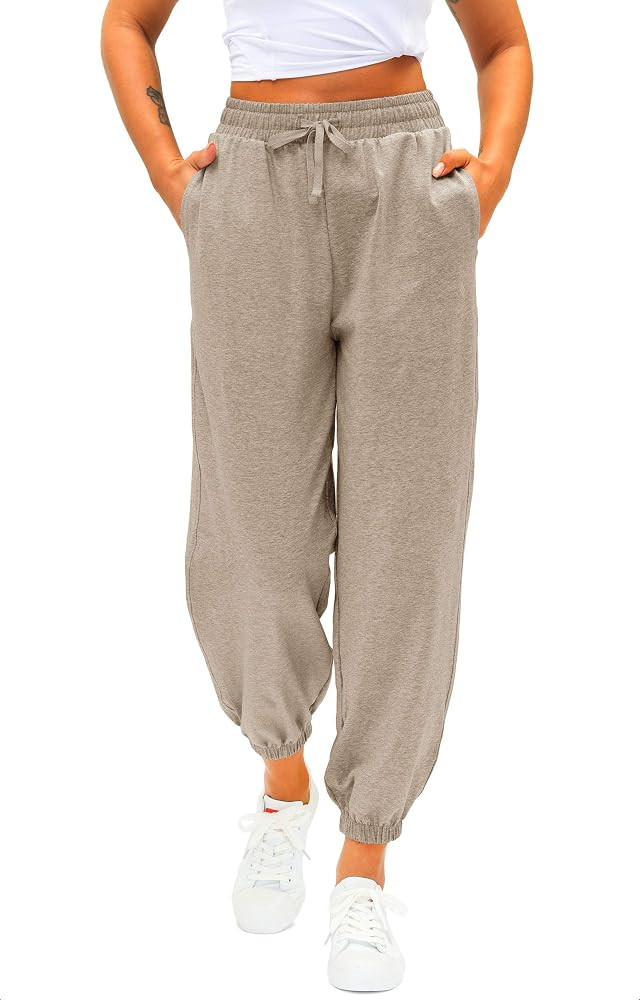 Women's Cotton Sweatpants High Waisted Pants with Pockets Athletic Fit Joggers for Women Lounge,J... | Amazon (US)