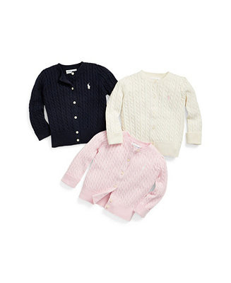 Polo Ralph Lauren Baby Girls Cable-Knit Cotton Cardigan - Macy's | Macy's