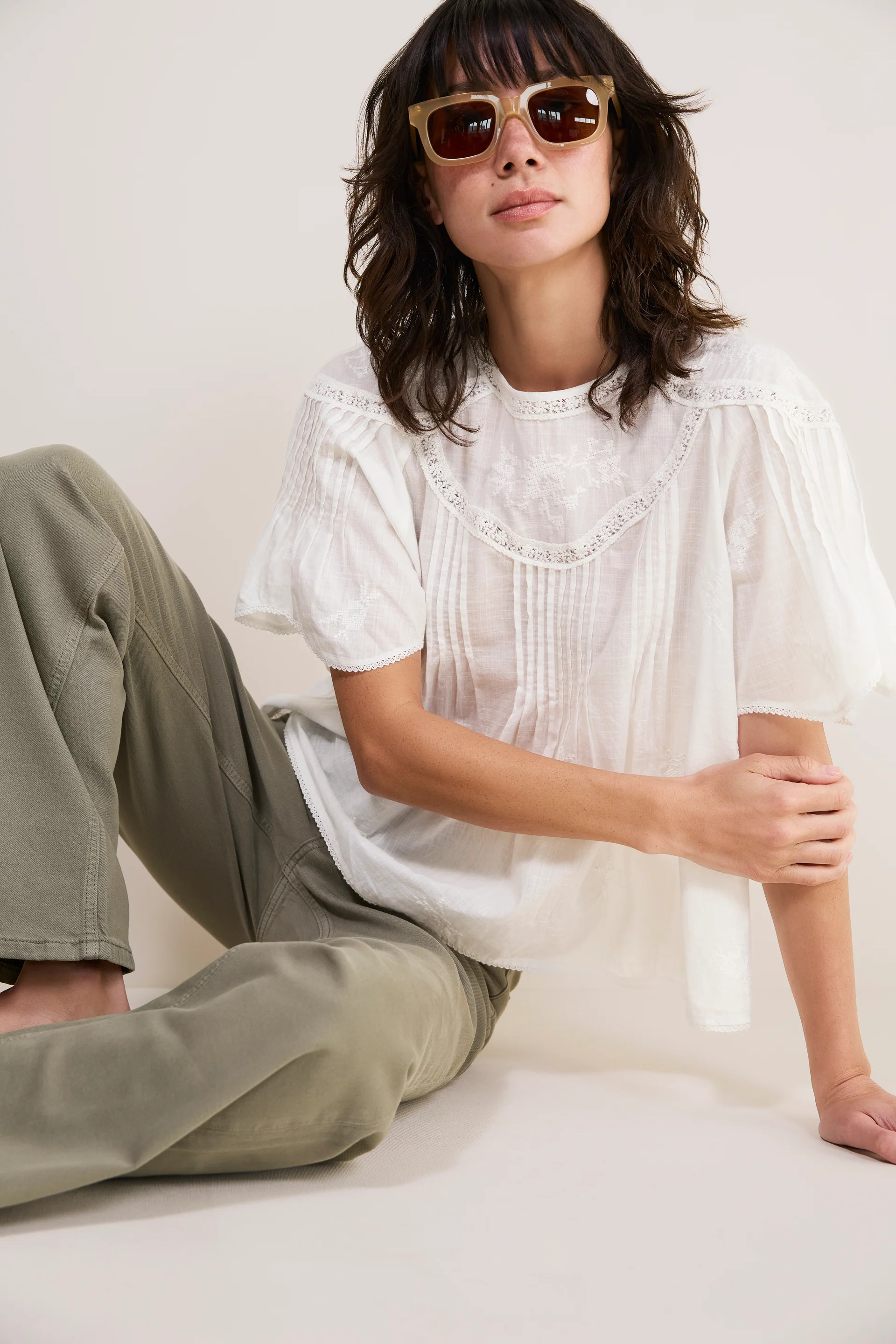 Dominique Top - White Embroidered | WYSE London