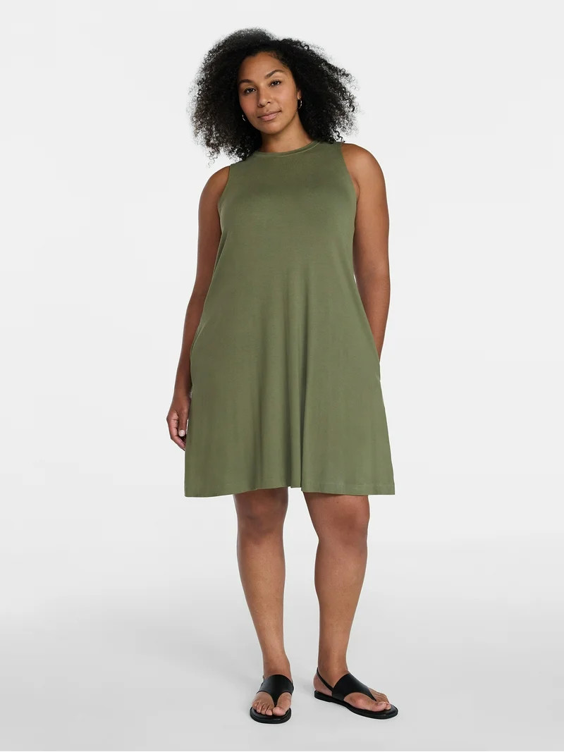 Time and Tru Women\u2019s Sleeveless Knit Swing Dress, Sizes XS-XXXL - Walmart.com | Walmart (US)