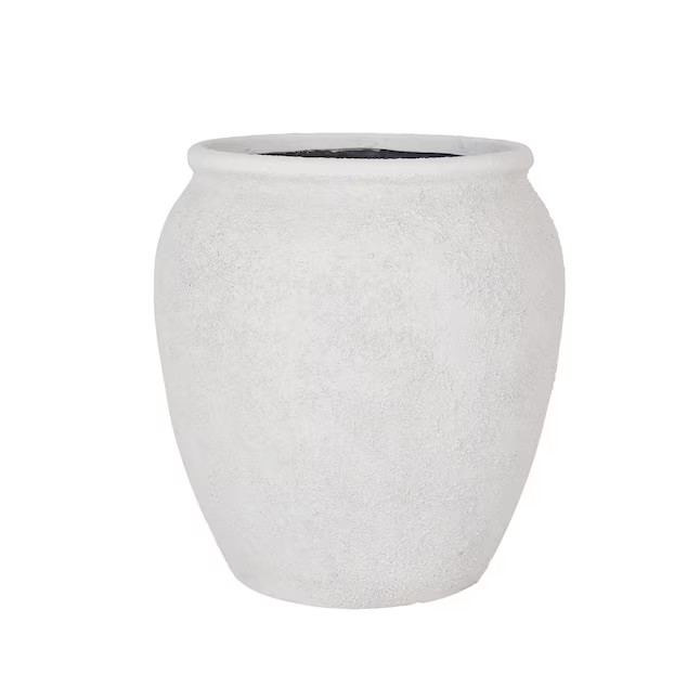 allen + roth Round 16.25-in W x 16.25-in L White Stone Outdoor Self Watering Planter Lowes.com | Lowe's