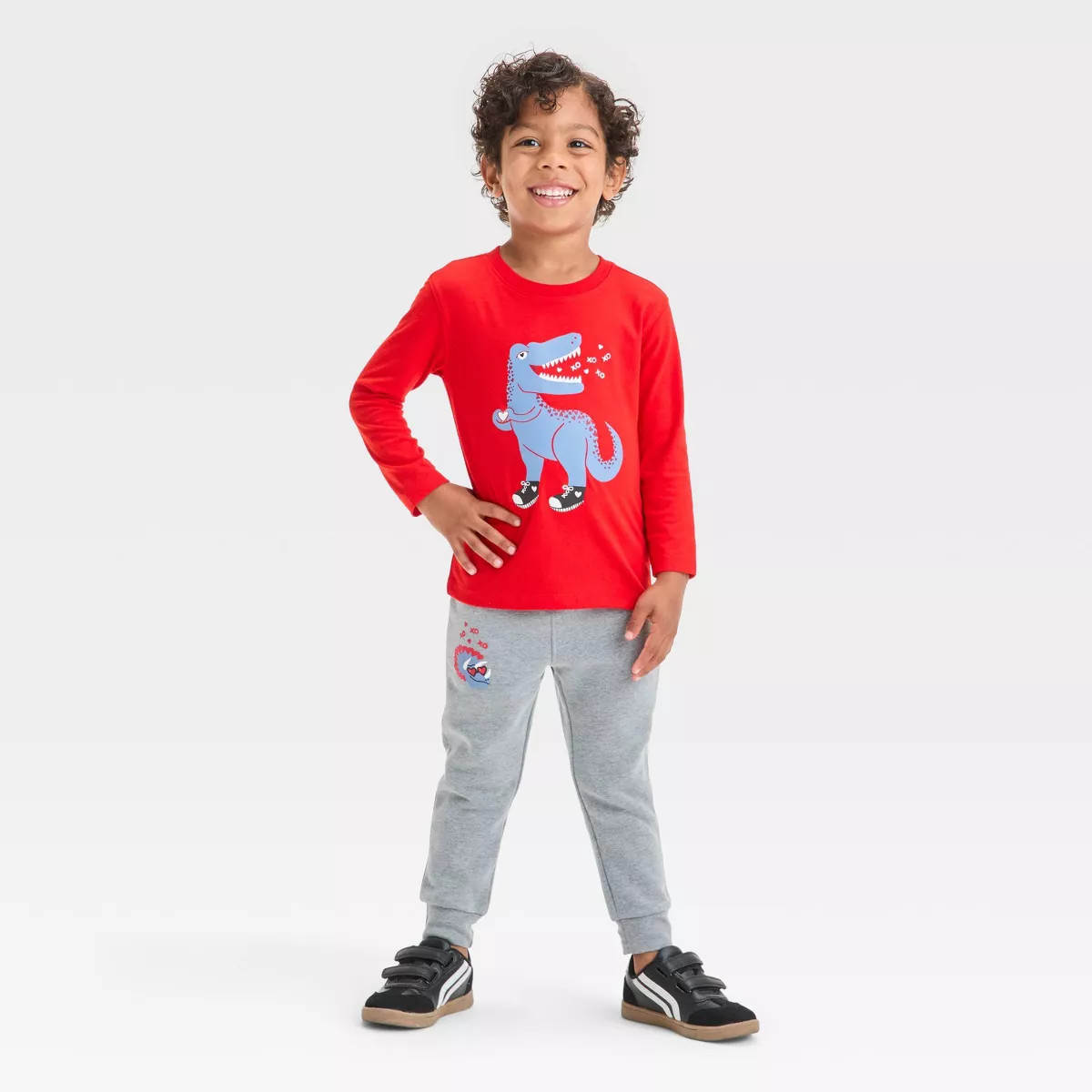Toddler Boys' Valentine's Day Dino Long Sleeve T-Shirt and Fleece Jogger Pants Set - Cat & Jack... | Target