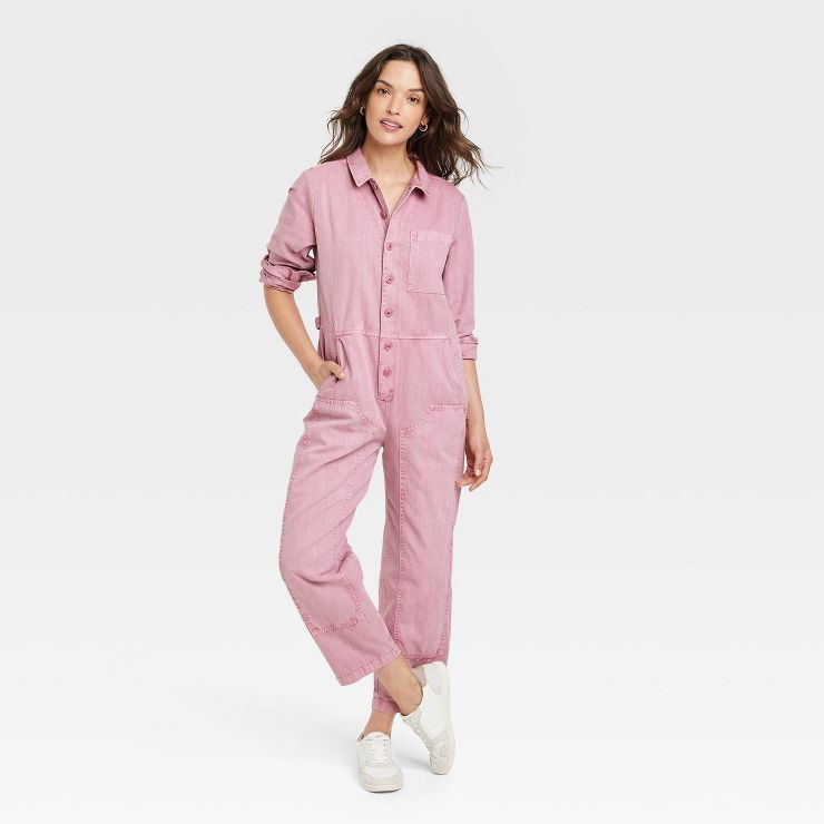 Women's Long Sleeve Button-Front Boilersuit - Universal Thread™ | Target