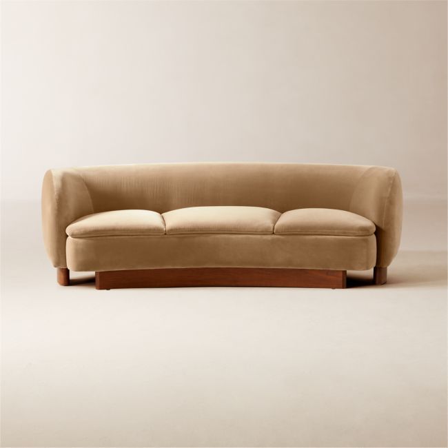Muir Camel Velvet Curved Sofa | CB2