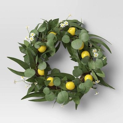 24&#34; Artificial Lemon Wreath - Threshold&#8482; | Target