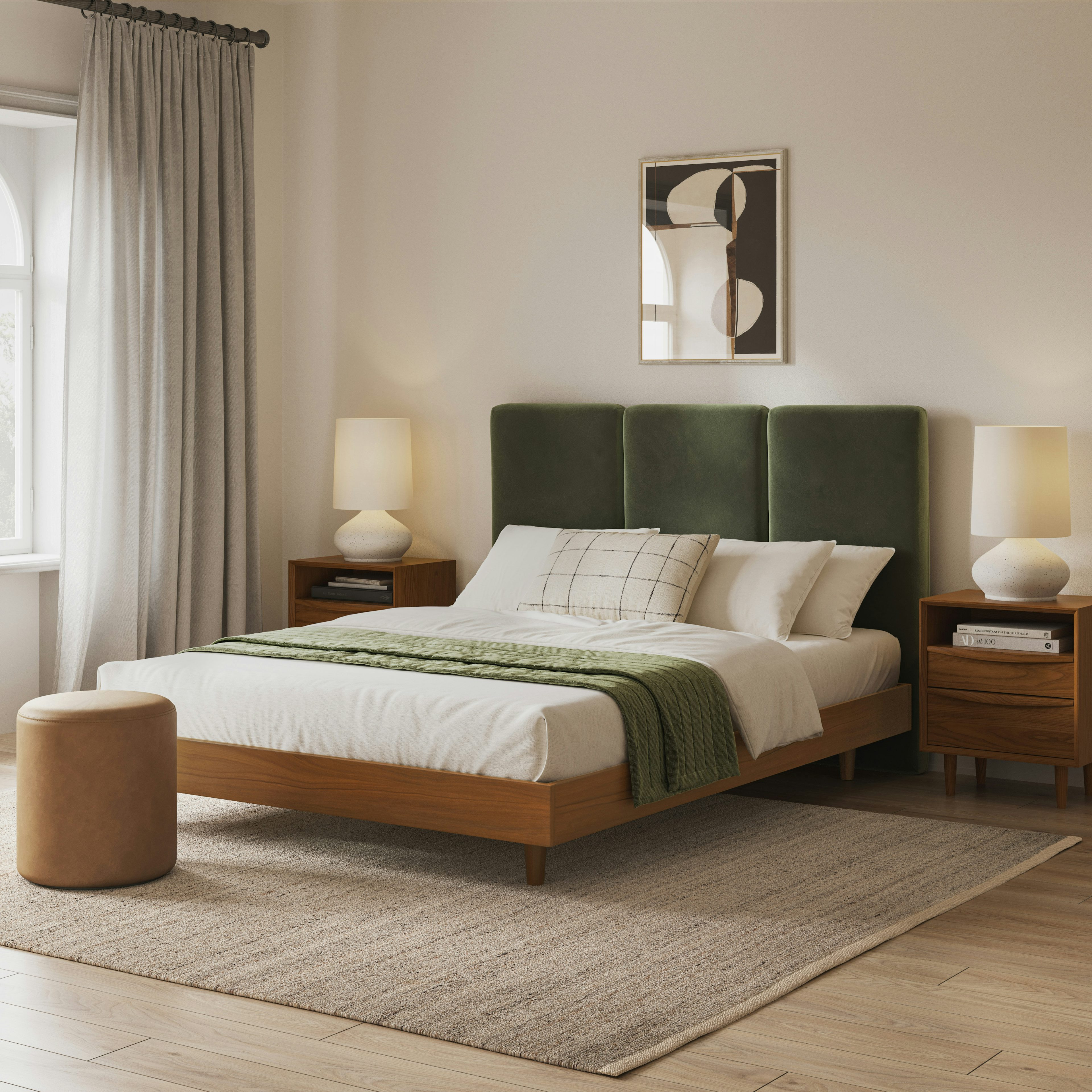 Noel Queen Velvet Headboard - Hale Fir Green | Article