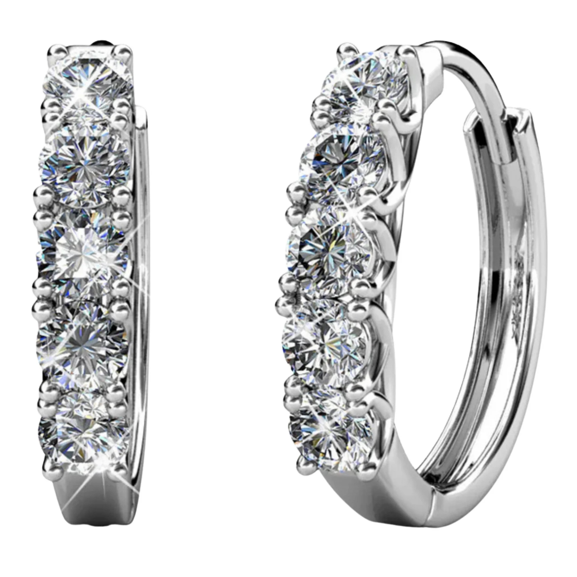 Cate & Chloe Bethany 18k White Gold Plated 15mm Hoop Earrings with Swarovski Crystals for Women | Walmart (US)